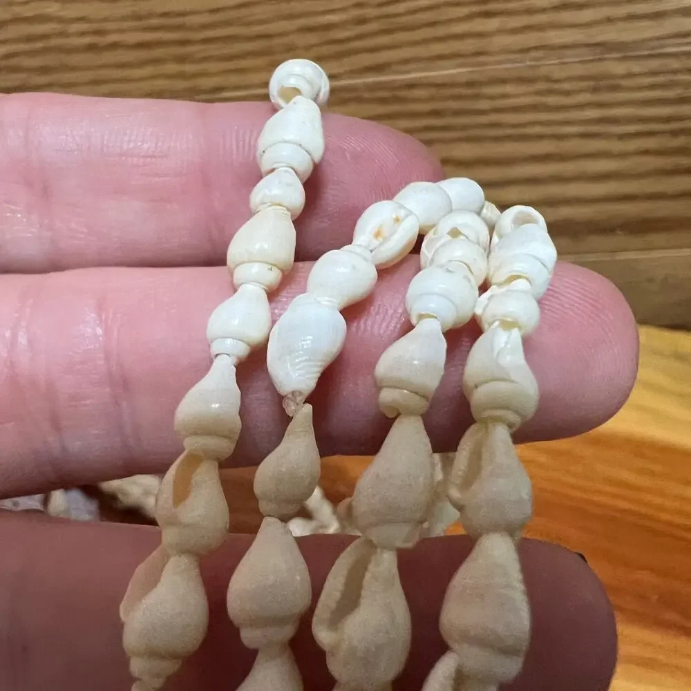 Vtg Lot 4 Hawaiian White Nassa Dove Tail Shell Lei‎ Necklaces Long Beach Aloha